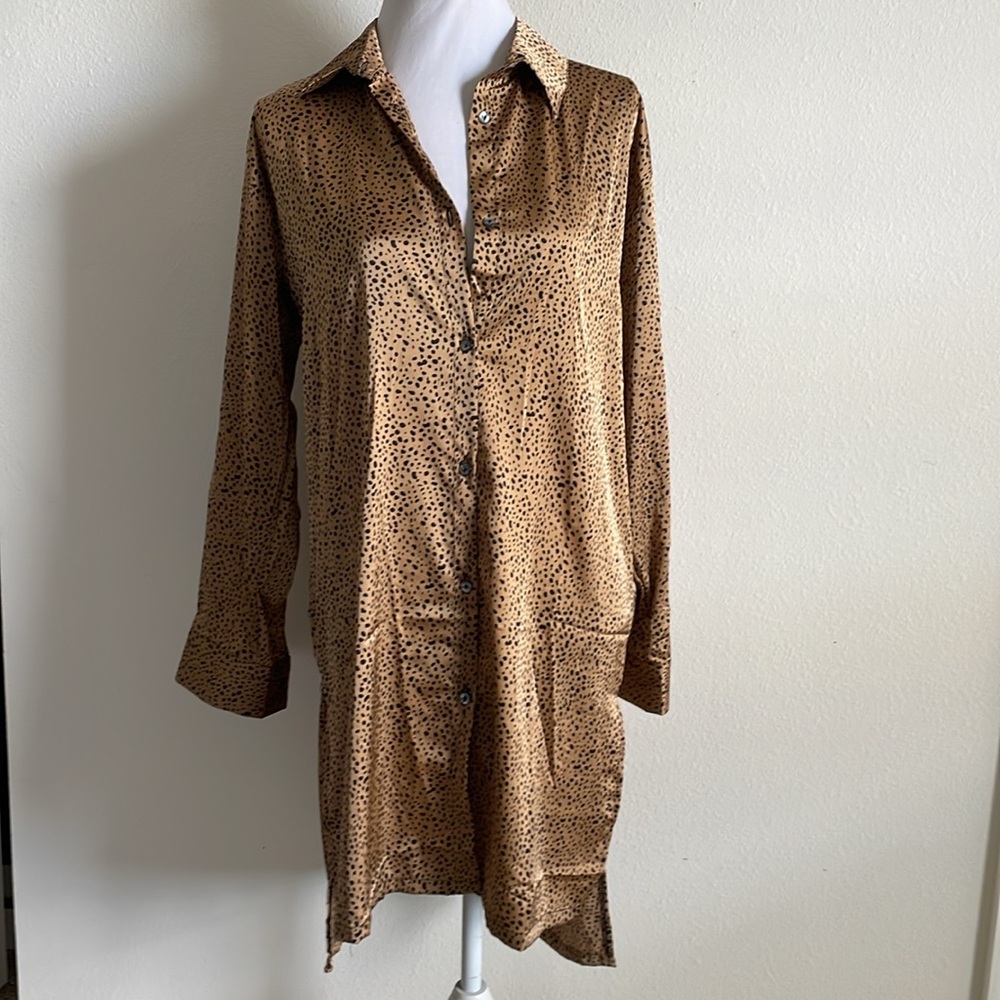 NWT! JON & ANNA WMNS SZ L BROWN ANIMAL PRINT SHIRT/DRESS